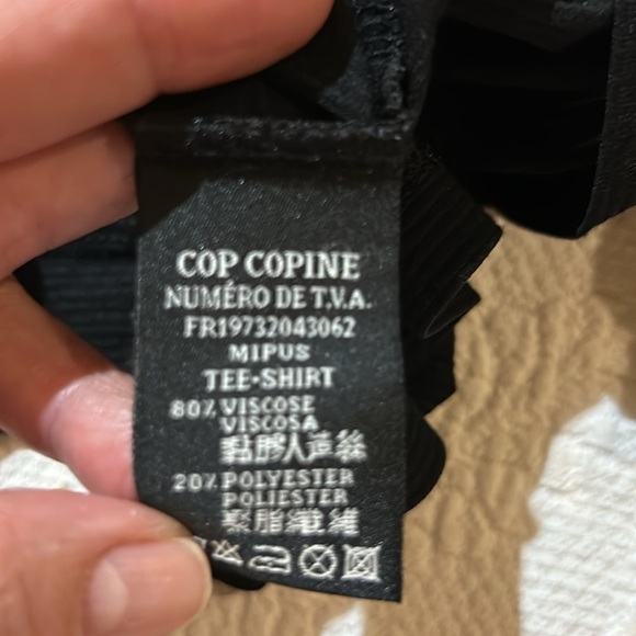 Cop Copine Black Sheer Funnel Neck. Crushed Velvet Sleeve design with thumb hole - Picture 10 of 11